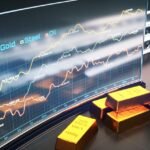 Gold investment and commodity market trading visual showing financial charts.