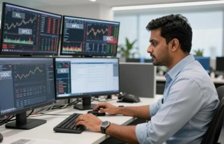 Technology sector trading dashboard and IT stock market activity in India.