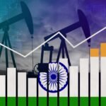 Oil refinery and energy market trading visuals linked to stock market activity in India.