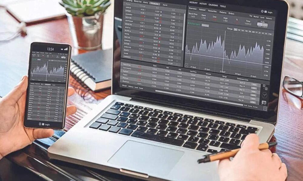 Indian stock market dashboard showing technology stock and market trading activity.