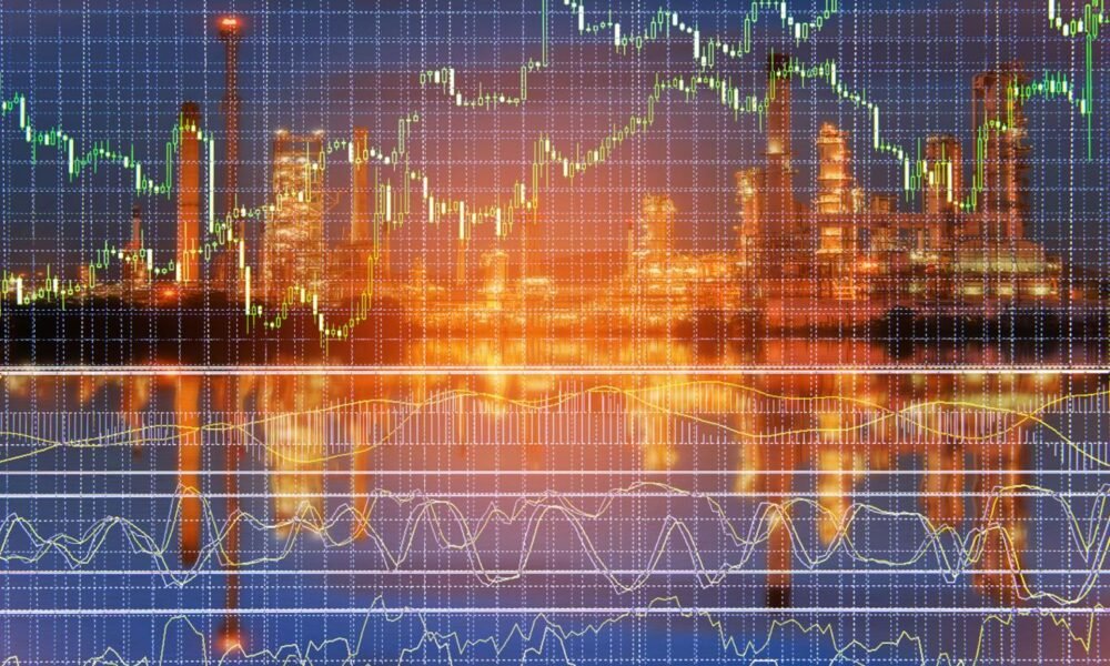 Crude oil market and energy sector trading visuals linked to equity market activity.
