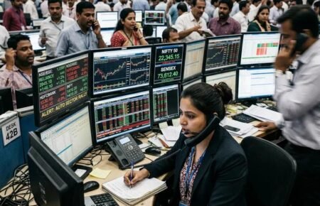 Institutional investors monitoring stock market activity during large equity transactions.