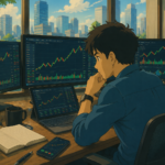 Retail investors analysing stock market charts with digital trading screens and upward financial graphs representing margin trading growth.