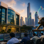 National Stock Exchange building and stock market screens representing NSE's proposed IPO