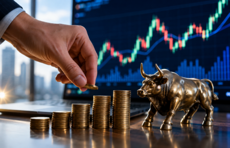 Investor monitoring stock market charts on a trading screen with financial graphs representing share buybacks.