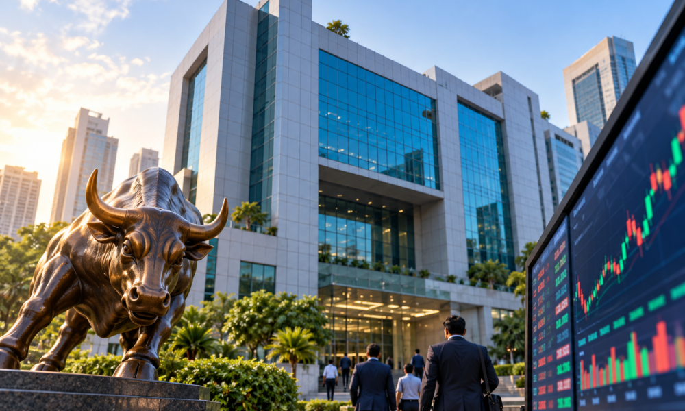 BSE stock exchange building representing its entry into the Nifty 50 index