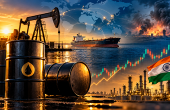 Oil refinery and storage facilities representing the global crude oil market